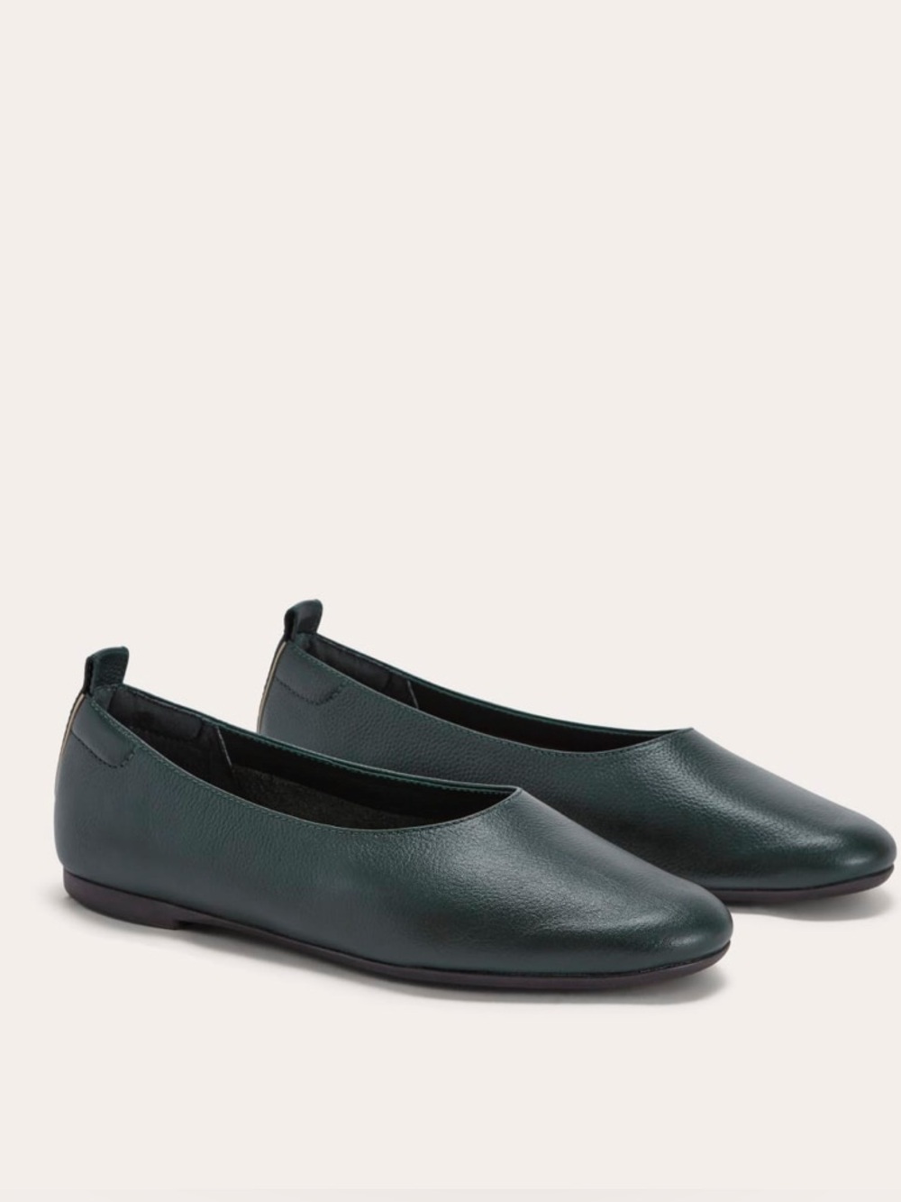 NIB Everlane The Day Glove Ballet Flats Dark Green 9 M Leather Academia Preppy
